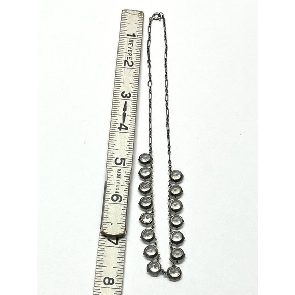 Sterling Silver 925 Estate Glass Art Deco Collar Necklace